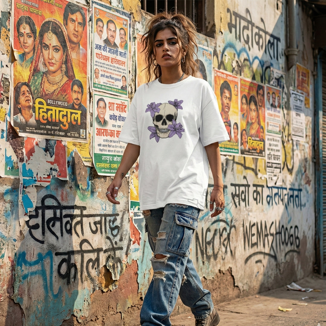 Floral Bones - Unisex Oversized T-Shirt